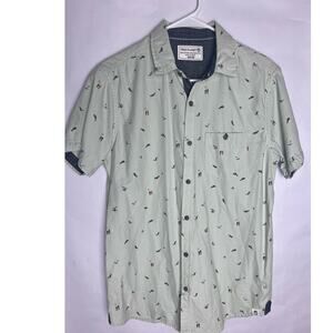 Free Planet Men's Short Sleeve Button Up Shirt Size Medium Surfer Design